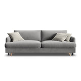 Naomi 3-Sitzer Sofa mit Schlaffunktion und Bettkasten, ausklappbar, aus Samt in Grau (Salvador 17), 233x110 cm von Micadoni – Bild 1