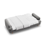 Naomi 3-Sitzer Sofa mit Schlaffunktion und Bettkasten, ausklappbar, aus Samt in Grau (Salvador 17), 233x110 cm von Micadoni – Bild 3