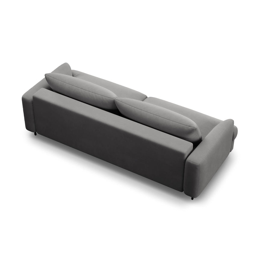 Naomi 3-Sitzer Sofa mit Schlaffunktion und Bettkasten, ausklappbar, aus Samt in Grau (Salvador 17), 233x110 cm von Micadoni – Bild 4