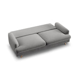 Naomi 3-Sitzer Sofa mit Schlaffunktion und Bettkasten, ausklappbar, aus Samt in Grau (Salvador 17), 233x110 cm von Micadoni – Bild 5