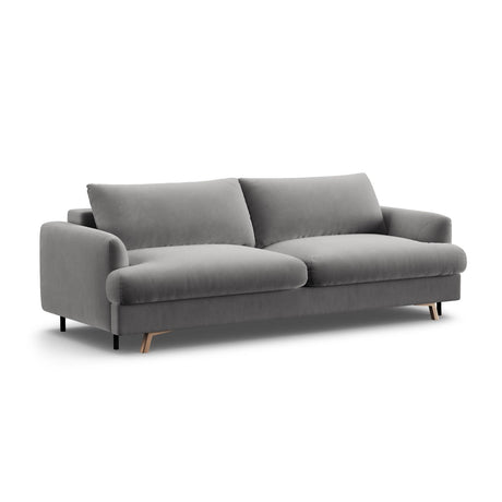 Naomi 3-Sitzer Sofa mit Schlaffunktion und Bettkasten, ausklappbar, aus Samt in Grau (Salvador 17), 233x110 cm von Micadoni – Bild 6