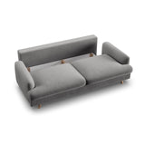 Naomi 3-Sitzer Sofa mit Schlaffunktion und Bettkasten, ausklappbar, aus Samt in Grau (Salvador 17), 233x110 cm von Micadoni – Bild 7