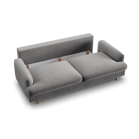 Naomi 3-Sitzer Sofa mit Schlaffunktion und Bettkasten, ausklappbar, aus Samt in Grau (Salvador 17), 233x110 cm von Micadoni – Bild 7