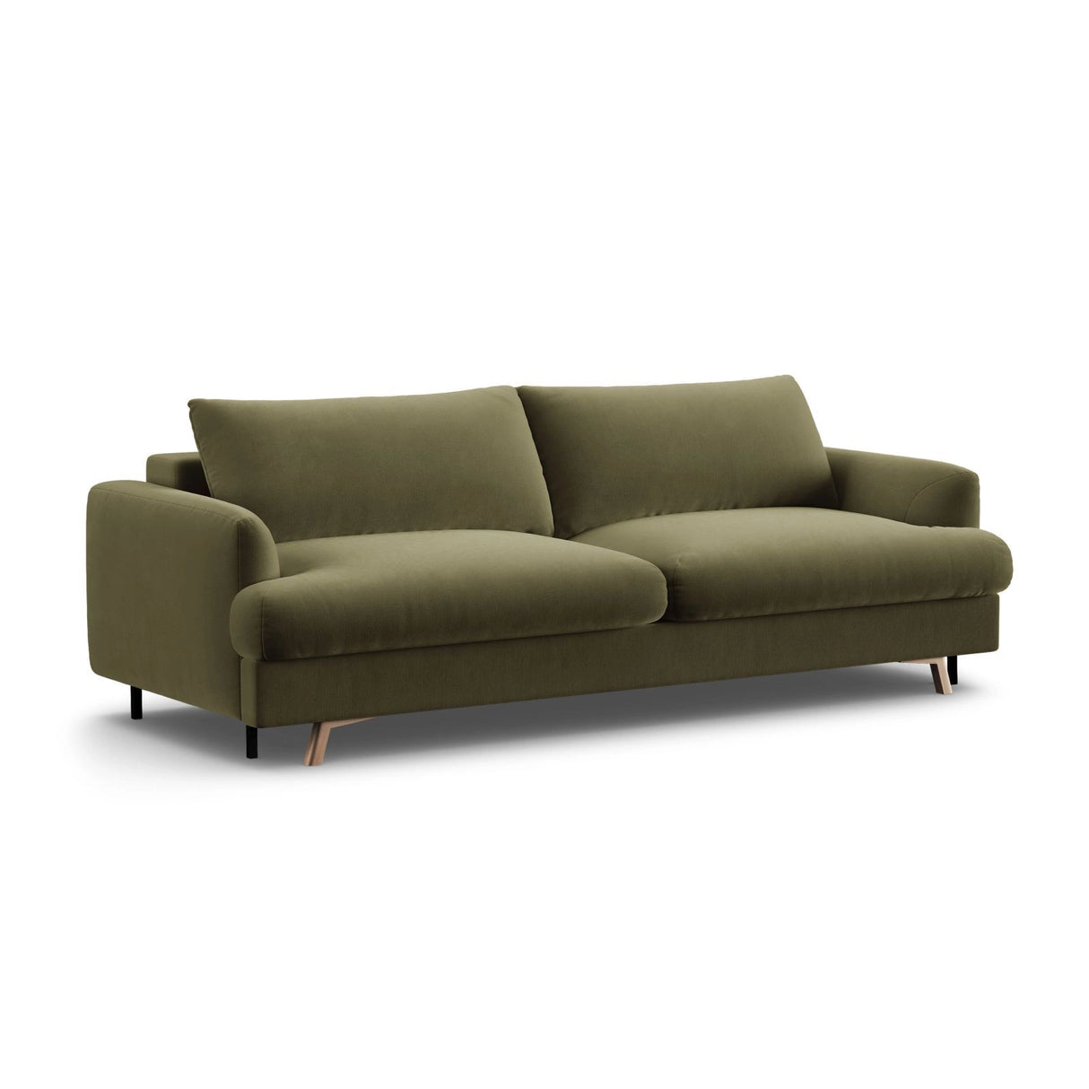 Naomi 3-Sitzer Sofa mit Schlaffunktion und Bettkasten, ausklappbar, aus Samt in Grün (Salvador 8), 233x110 cm von Micadoni – Bild 6