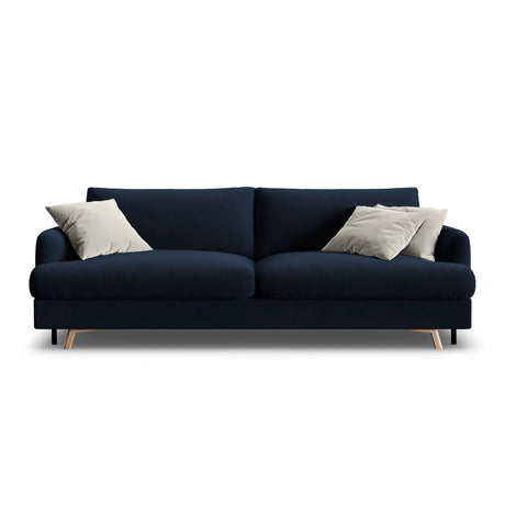 Naomi 3-Sitzer Sofa mit Schlaffunktion und Bettkasten, ausklappbar, aus Samt in Königsblau (Salvador 5), 233x110 cm von Micadoni – Bild 1