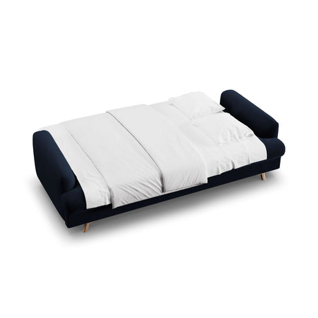 Naomi 3-Sitzer Sofa mit Schlaffunktion und Bettkasten, ausklappbar, aus Samt in Königsblau (Salvador 5), 233x110 cm von Micadoni – Bild 3
