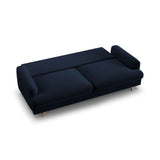 Naomi 3-Sitzer Sofa mit Schlaffunktion und Bettkasten, ausklappbar, aus Samt in Königsblau (Salvador 5), 233x110 cm von Micadoni – Bild 5