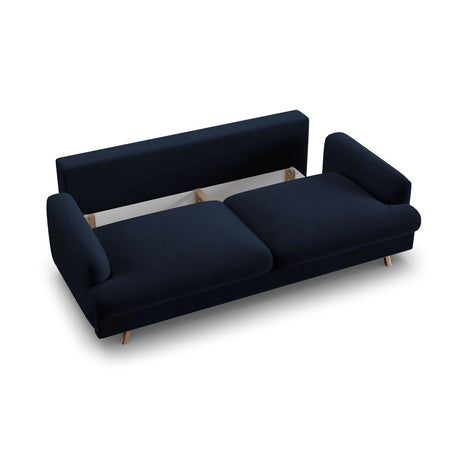 Naomi 3-Sitzer Sofa mit Schlaffunktion und Bettkasten, ausklappbar, aus Samt in Königsblau (Salvador 5), 233x110 cm von Micadoni – Bild 7