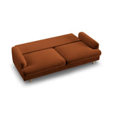 Naomi 3-Sitzer Sofa mit Schlaffunktion und Bettkasten, ausklappbar, aus Samt in Terrakotta (Salvador 14), 233x110 cm von Micadoni – Bild 5