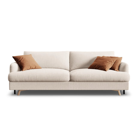 Naomi 3-Sitzer Sofa mit Schlaffunktion und Bettkasten, ausklappbar, aus Samt oder Strukturstoff, 233x110 cm von Micadoni – Bild 1