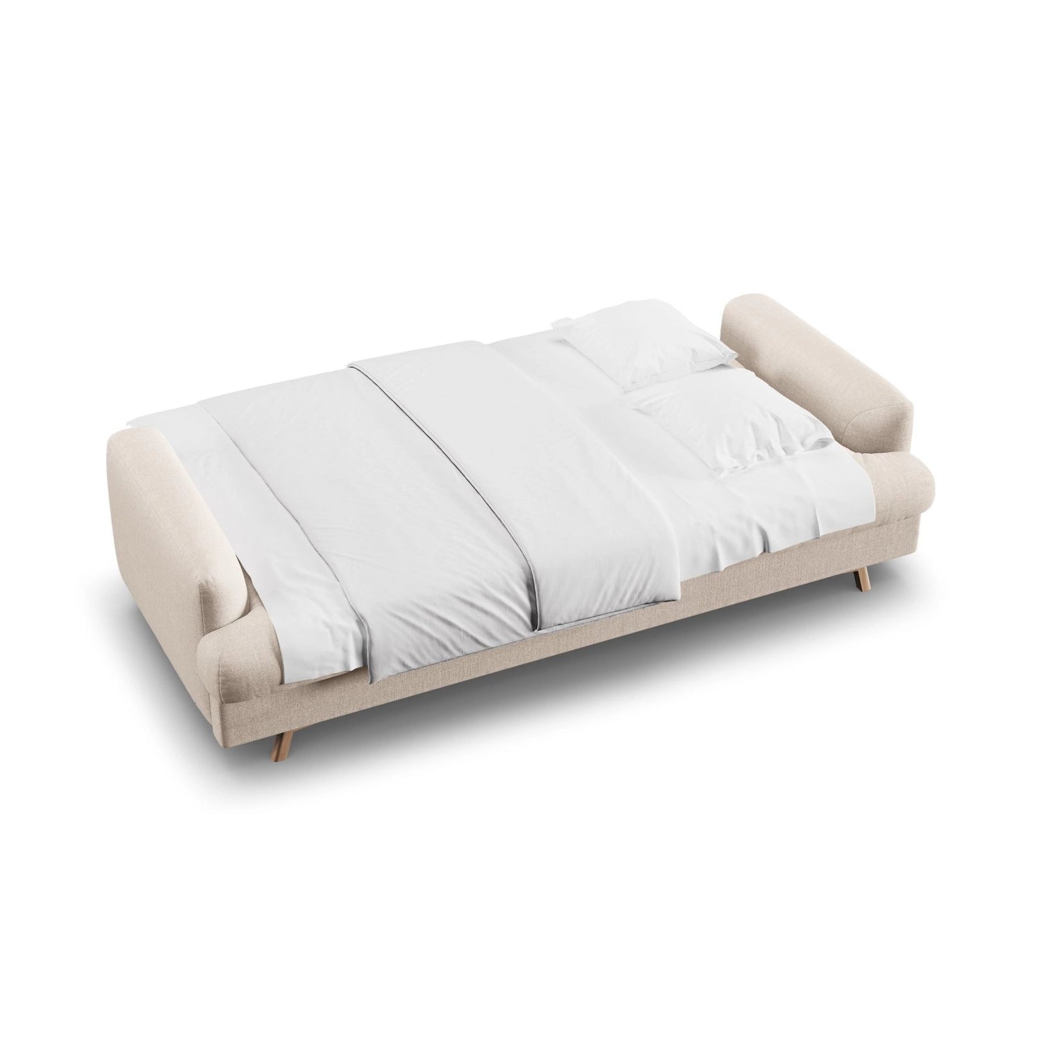 Naomi 3-Sitzer Sofa mit Schlaffunktion und Bettkasten, ausklappbar, aus Samt oder Strukturstoff, 233x110 cm von Micadoni – Bild 3