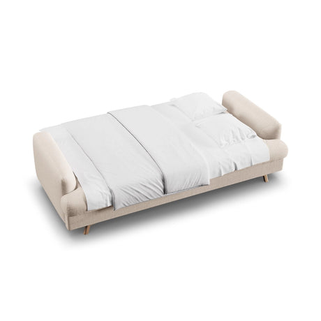 Naomi 3-Sitzer Sofa mit Schlaffunktion und Bettkasten, ausklappbar, aus Samt oder Strukturstoff, 233x110 cm von Micadoni – Bild 3