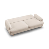 Naomi 3-Sitzer Sofa mit Schlaffunktion und Bettkasten, ausklappbar, aus Samt oder Strukturstoff, 233x110 cm von Micadoni – Bild 5