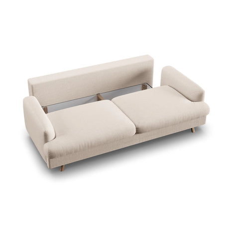 Naomi 3-Sitzer Sofa mit Schlaffunktion und Bettkasten, ausklappbar, aus Samt oder Strukturstoff, 233x110 cm von Micadoni – Bild 7