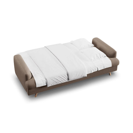 Naomi 3-Sitzer Sofa mit Schlaffunktion und Bettkasten, ausklappbar, aus Strukturierter Stoff in Cappuccino (Liberty 5), 233x110 cm von Micadoni – Bild 3