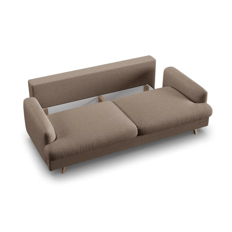Naomi 3-Sitzer Sofa mit Schlaffunktion und Bettkasten, ausklappbar, aus Strukturierter Stoff in Cappuccino (Liberty 5), 233x110 cm von Micadoni – Bild 7
