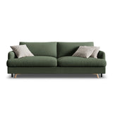 Naomi 3-Sitzer Sofa mit Schlaffunktion und Bettkasten, ausklappbar, aus Strukturierter Stoff in Moosgrün (Liberty 12), 233x110 cm von Micadoni – Bild 1
