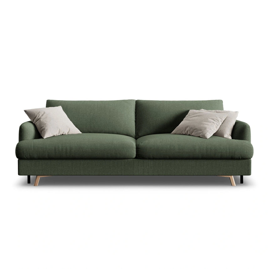 Naomi 3-Sitzer Sofa mit Schlaffunktion und Bettkasten, ausklappbar, aus Strukturierter Stoff in Moosgrün (Liberty 12), 233x110 cm von Micadoni – Bild 1