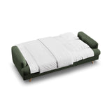 Naomi 3-Sitzer Sofa mit Schlaffunktion und Bettkasten, ausklappbar, aus Strukturierter Stoff in Moosgrün (Liberty 12), 233x110 cm von Micadoni – Bild 3