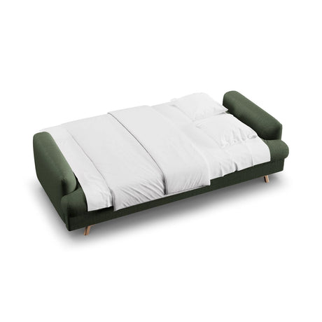 Naomi 3-Sitzer Sofa mit Schlaffunktion und Bettkasten, ausklappbar, aus Strukturierter Stoff in Moosgrün (Liberty 12), 233x110 cm von Micadoni – Bild 3