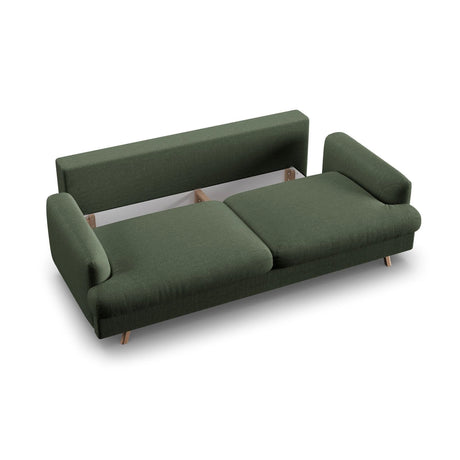 Naomi 3-Sitzer Sofa mit Schlaffunktion und Bettkasten, ausklappbar, aus Strukturierter Stoff in Moosgrün (Liberty 12), 233x110 cm von Micadoni – Bild 7