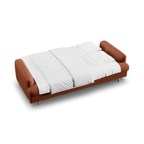 Naomi 3-Sitzer Sofa mit Schlaffunktion und Bettkasten, ausklappbar, aus Strukturierter Stoff in Ziegel (Liberty 9), 233x110 cm von Micadoni – Bild 3