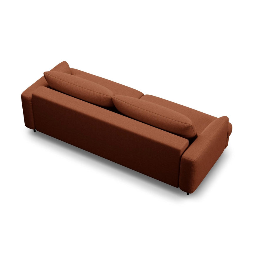 Naomi 3-Sitzer Sofa mit Schlaffunktion und Bettkasten, ausklappbar, aus Strukturierter Stoff in Ziegel (Liberty 9), 233x110 cm von Micadoni – Bild 4