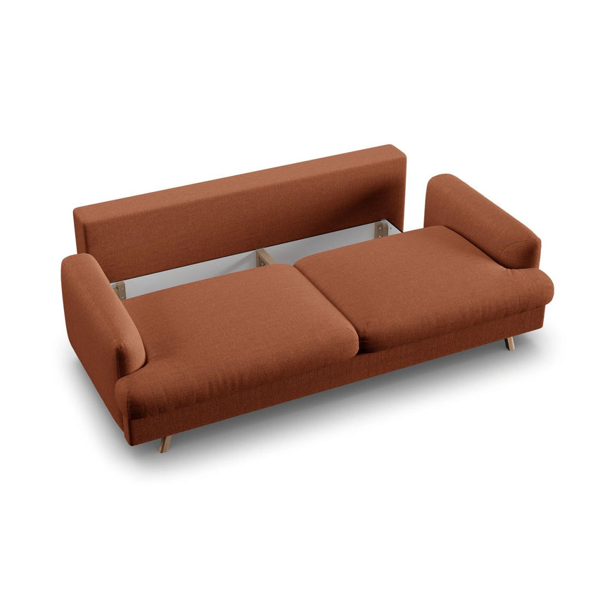 Naomi 3-Sitzer Sofa mit Schlaffunktion und Bettkasten, ausklappbar, aus Strukturierter Stoff in Ziegel (Liberty 9), 233x110 cm von Micadoni – Bild 7