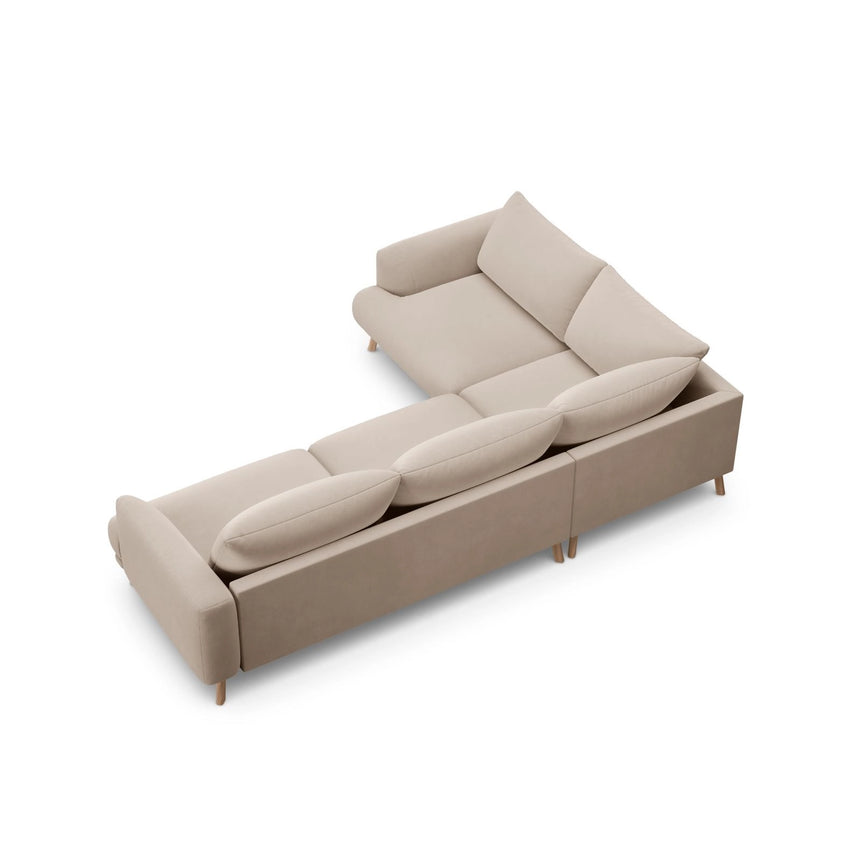 Naomi 4-Sitzer Ecksofa, Linke Seite, aus Samt in Beige (Salvador 1), 280x195 cm von Micadoni – Bild 5