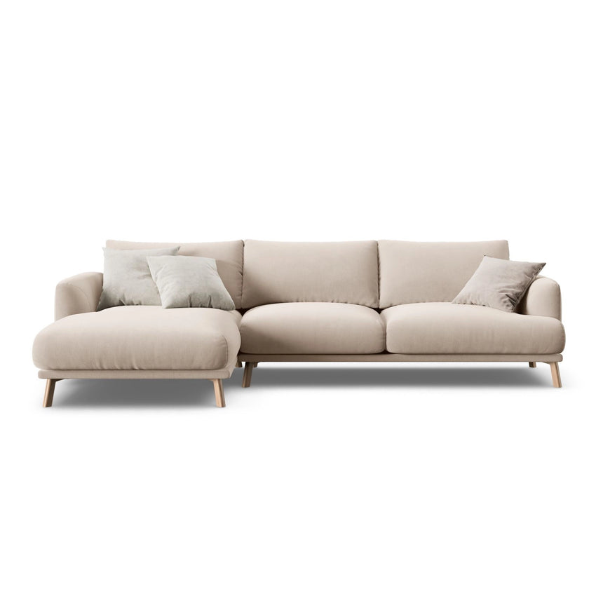 Naomi 4-Sitzer Ecksofa, Linke Seite, aus Samt in Beige (Salvador 1), 285x170 cm von Micadoni – Bild 1