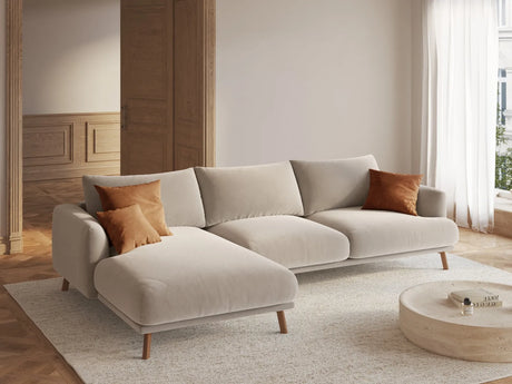 Naomi 4-Sitzer Ecksofa, Linke Seite, aus Samt in Beige (Salvador 1), 285x170 cm von Micadoni – Bild 2