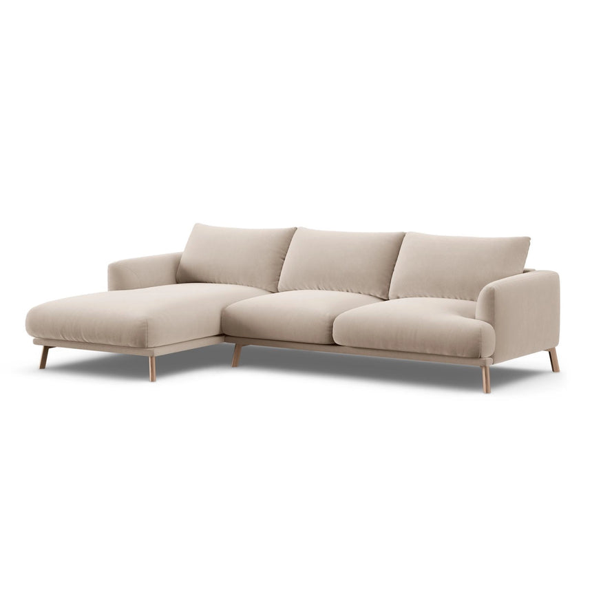 Naomi 4-Sitzer Ecksofa, Linke Seite, aus Samt in Beige (Salvador 1), 285x170 cm von Micadoni – Bild 4