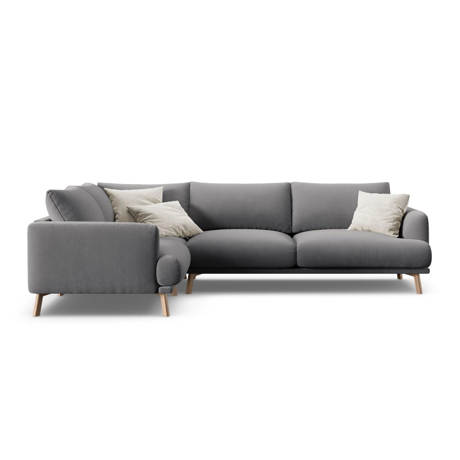 Naomi 4-Sitzer Ecksofa, Linke Seite, aus Samt in Grau (Salvador 17), 280x195 cm von Micadoni – Bild 1
