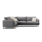 Naomi 4-Sitzer Ecksofa, Linke Seite, aus Samt in Grau (Salvador 17), 280x195 cm von Micadoni – Bild 1