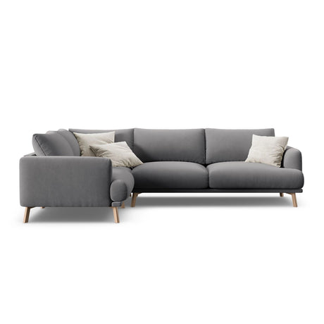 Naomi 4-Sitzer Ecksofa, Linke Seite, aus Samt in Grau (Salvador 17), 280x195 cm von Micadoni – Bild 1