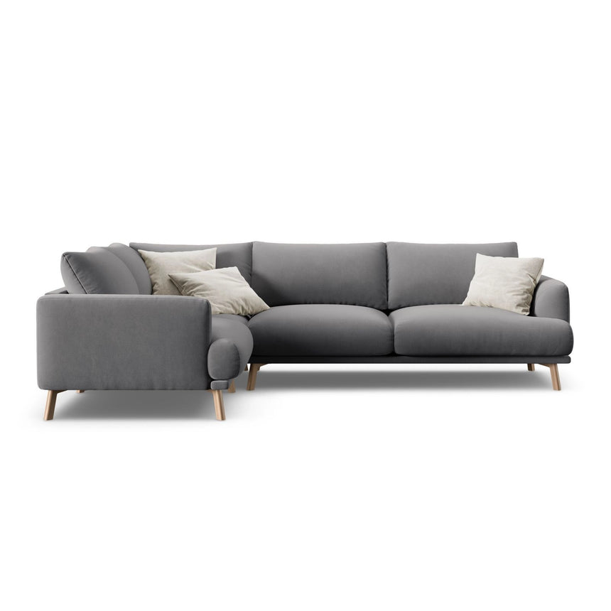 Naomi 4-Sitzer Ecksofa, Linke Seite, aus Samt in Grau (Salvador 17), 280x195 cm von Micadoni – Bild 1