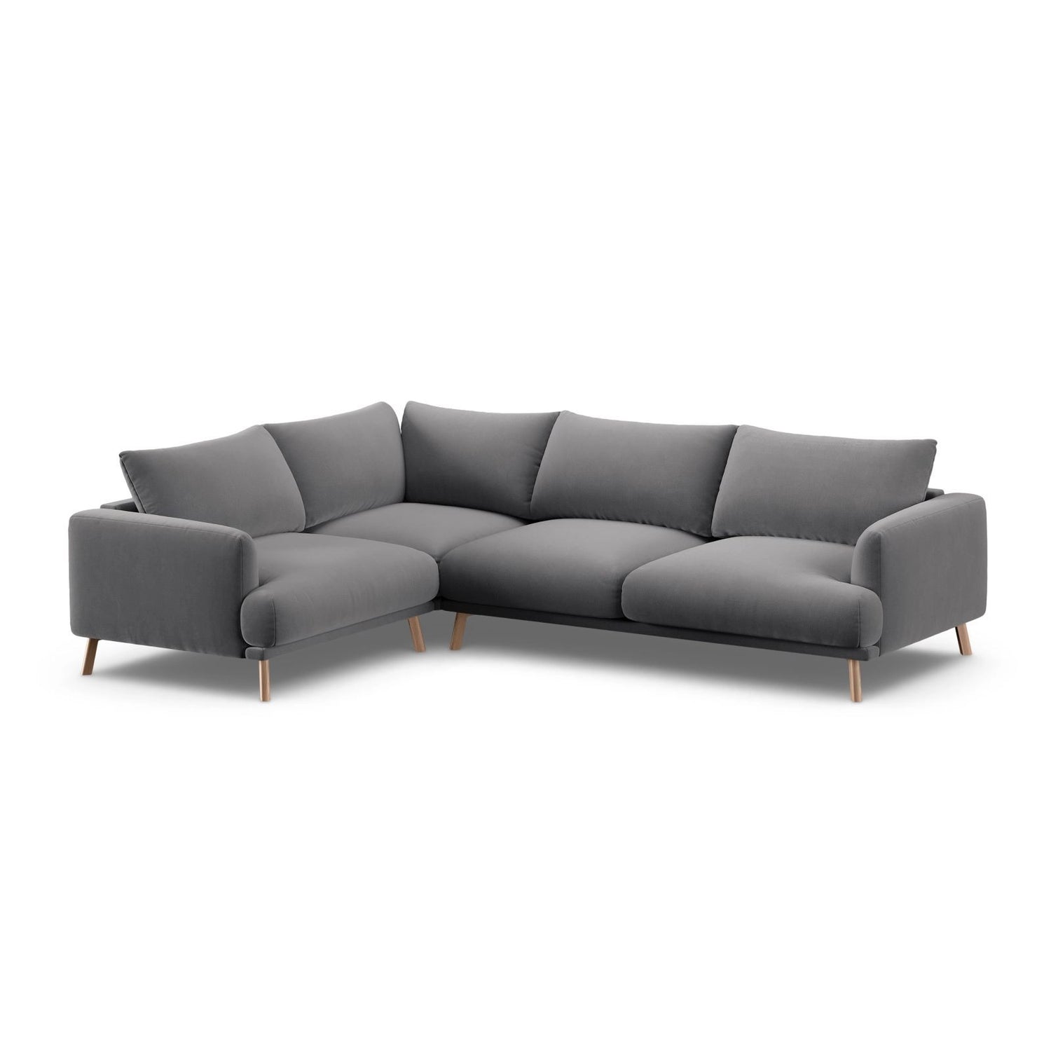 Naomi 4-Sitzer Ecksofa, Linke Seite, aus Samt in Grau (Salvador 17), 280x195 cm von Micadoni – Bild 4