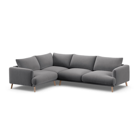 Naomi 4-Sitzer Ecksofa, Linke Seite, aus Samt in Grau (Salvador 17), 280x195 cm von Micadoni – Bild 4