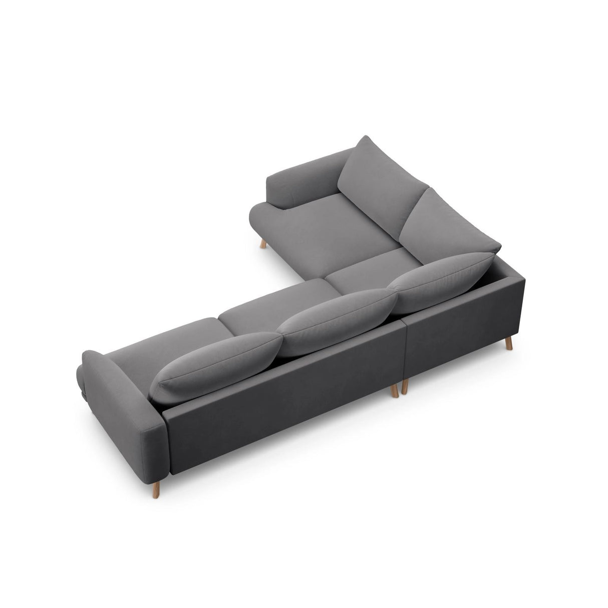 Naomi 4-Sitzer Ecksofa, Linke Seite, aus Samt in Grau (Salvador 17), 280x195 cm von Micadoni – Bild 5