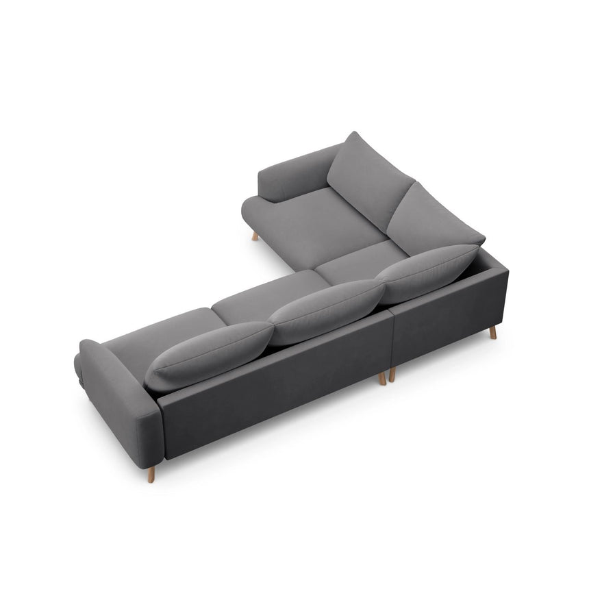 Naomi 4-Sitzer Ecksofa, Linke Seite, aus Samt in Grau (Salvador 17), 280x195 cm von Micadoni – Bild 5