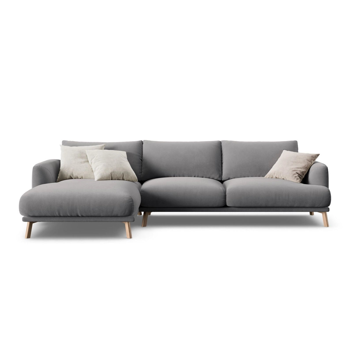 Naomi 4-Sitzer Ecksofa, Linke Seite, aus Samt in Grau (Salvador 17), 285x170 cm von Micadoni – Bild 1