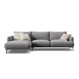 Naomi 4-Sitzer Ecksofa, Linke Seite, aus Samt in Grau (Salvador 17), 285x170 cm von Micadoni – Bild 1
