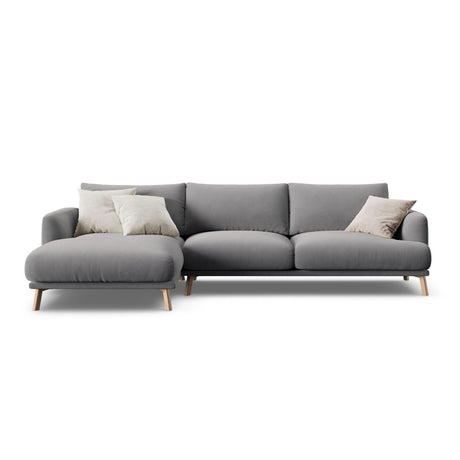 Naomi 4-Sitzer Ecksofa, Linke Seite, aus Samt in Grau (Salvador 17), 285x170 cm von Micadoni – Bild 1