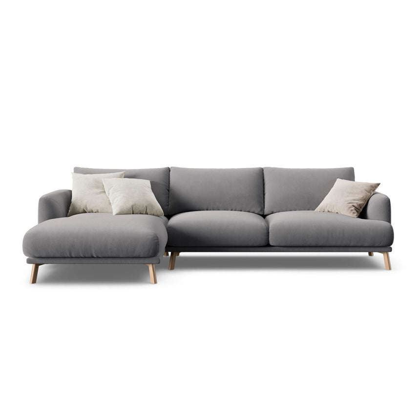 Naomi 4-Sitzer Ecksofa, Linke Seite, aus Samt in Grau (Salvador 17), 285x170 cm von Micadoni – Bild 1