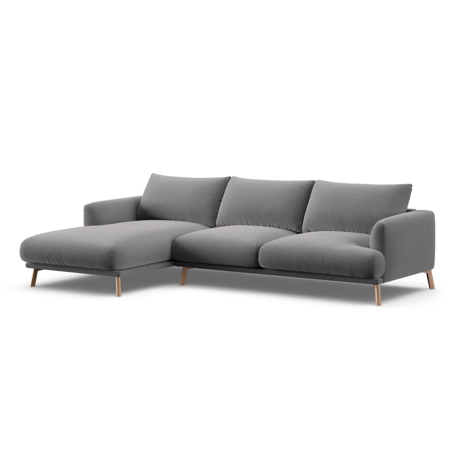 Naomi 4-Sitzer Ecksofa, Linke Seite, aus Samt in Grau (Salvador 17), 285x170 cm von Micadoni – Bild 4