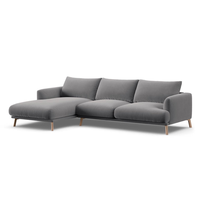 Naomi 4-Sitzer Ecksofa, Linke Seite, aus Samt in Grau (Salvador 17), 285x170 cm von Micadoni – Bild 4