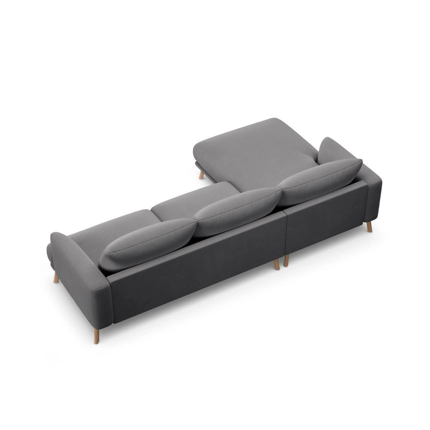 Naomi 4-Sitzer Ecksofa, Linke Seite, aus Samt in Grau (Salvador 17), 285x170 cm von Micadoni – Bild 5