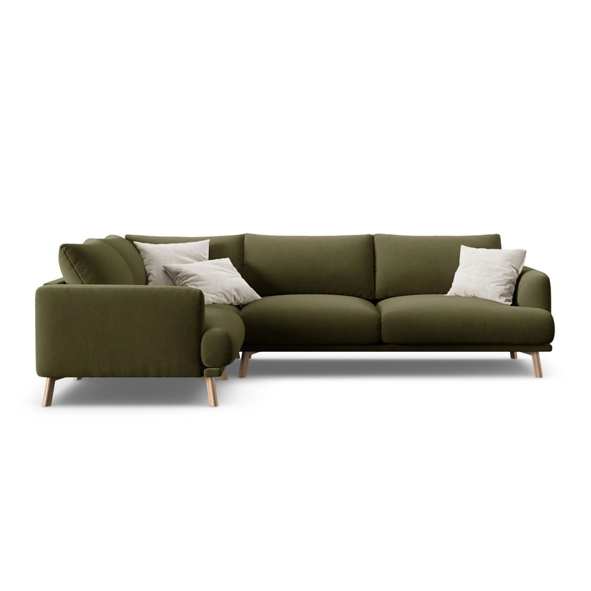 Naomi 4-Sitzer Ecksofa, Linke Seite, aus Samt in Grün (Salvador 8), 280x195 cm von Micadoni – Bild 1