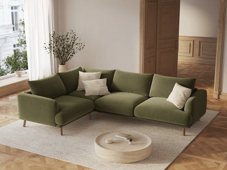Naomi 4-Sitzer Ecksofa, Linke Seite, aus Samt in Grün (Salvador 8), 280x195 cm von Micadoni – Bild 2