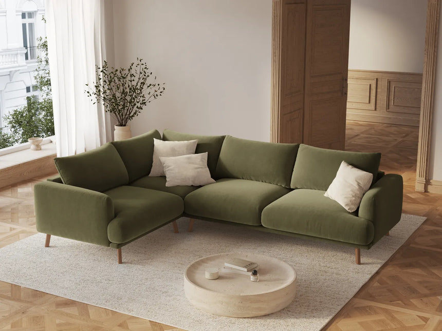 Naomi 4-Sitzer Ecksofa, Linke Seite, aus Samt in Grün (Salvador 8), 280x195 cm von Micadoni – Bild 2